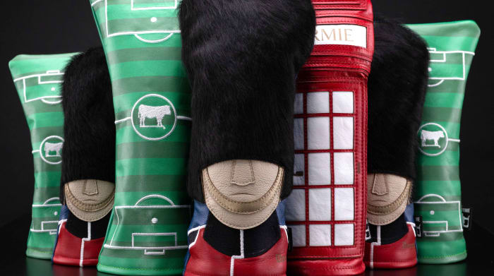 Domie's British Open-themed headcovers.